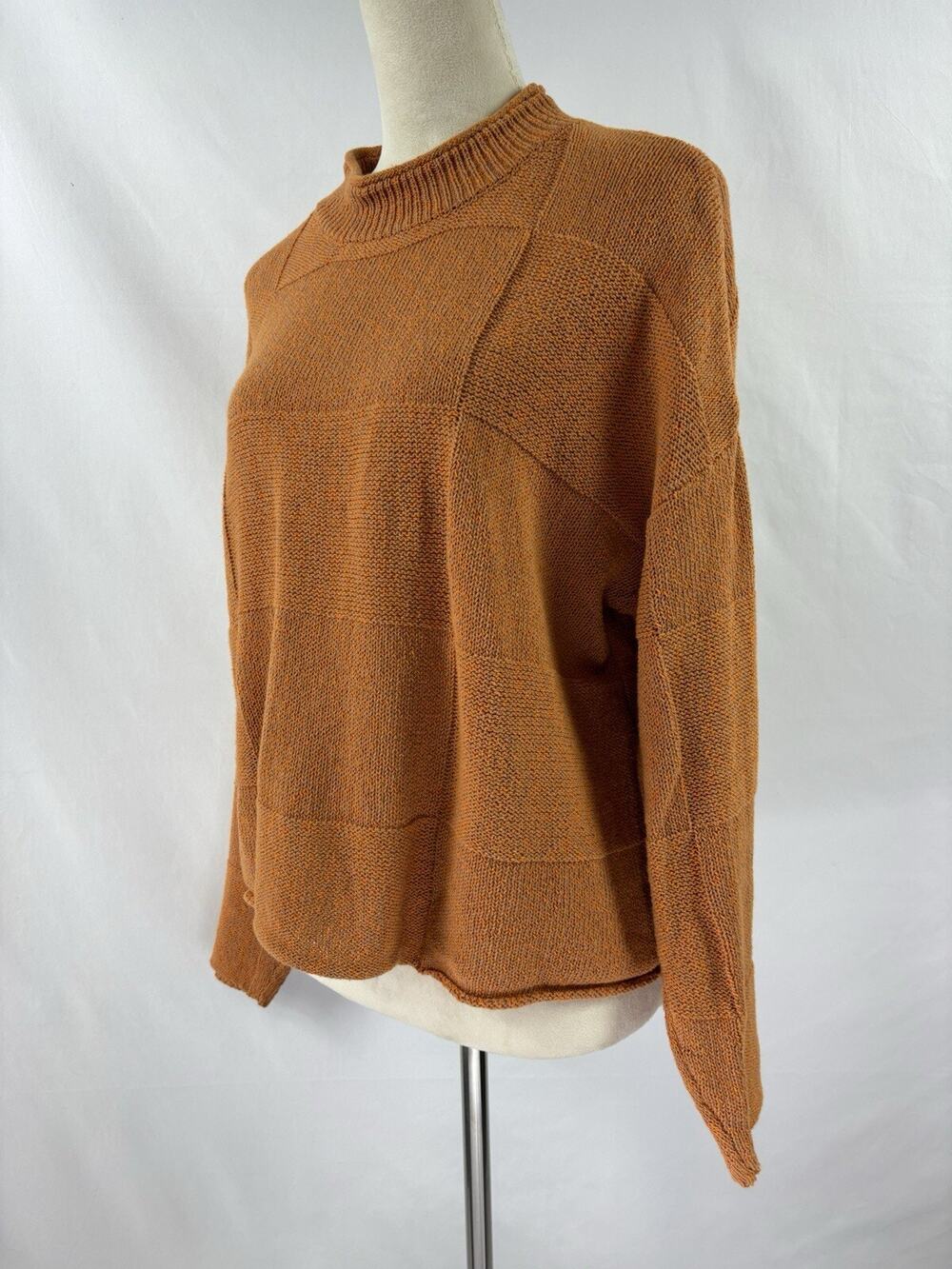 FP Beach Andy Sweater Suntrust Orange Marled XS Boxy Cropped Mockneck